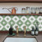 Credence Adhesive pour Cuisine Vert Blanc Géométrique Stickers Muraux PVC Carrelage Adhesif Mural DIY Imperméable Stickers Carrelage pour la Salon Salle de Bain Maison 10 Pièces/20x20cm