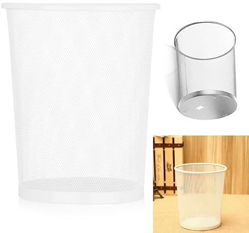 ARA CHOICE Colourful Metal Mesh Waste Bin Rubbish Paper Net Basket Home Office Durable and easy to use Recycling Bin for Bedrooms Multi Colour. (White)