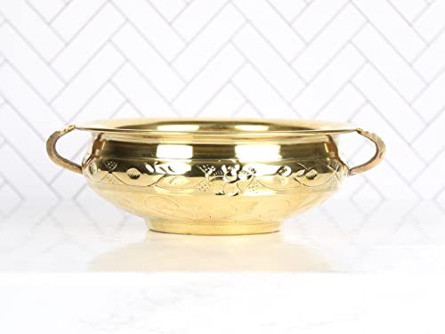 Antique Brass Traditional Round Decorative Urli Pot Flowers Floating Candles Bowl Home & Living Room Decor Centre Show Piece