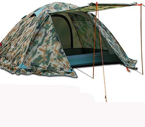 GGZONE Winterzelt mit Schneefang! 2–3 Personen, Aluminiumstange, doppellagig, 2 Türen, Winddicht, groß, regensicher, professionelles Campingzelt (D) Beautiful Scenery