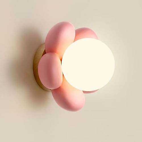 GUANSHAN Blume Wandleuchte Nordic Style Hintergrund Wandleuchte Kreative Kunst Nachttischlampe Dekorative Cartoon Halterung Licht Für Schlafzimmer, Kinderzimmer