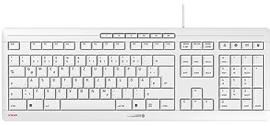 CHERRY STREAM KEYBOARD, Kabelgebundene Tastatur, Ungarisches Layout (QWERTZ), Flüsterleiser Tastenanschlag, Einzigartiges Tippgefühl, Flaches Design, Weiß-Grau