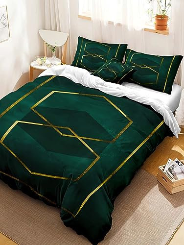 XCQHZYQ Bettwäsche Grüne Linie 3 Teilig Bettwäsche Bettbezug Set 180x200 cm Mikrofaser Bettbezüge für Erwachsene Kinder, mit 2 Kissenbezug 80x80 cm