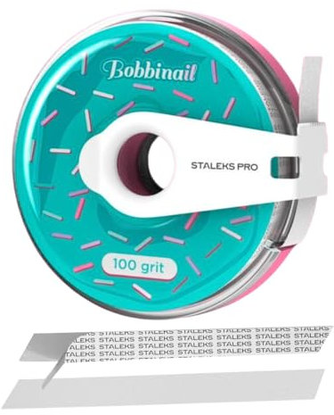 STALEKS PRO BOBBINAIL - Dispenser di lime con ricarica di lima bianca adesiva Expert (Donuts + Ricambio) (grana 100)