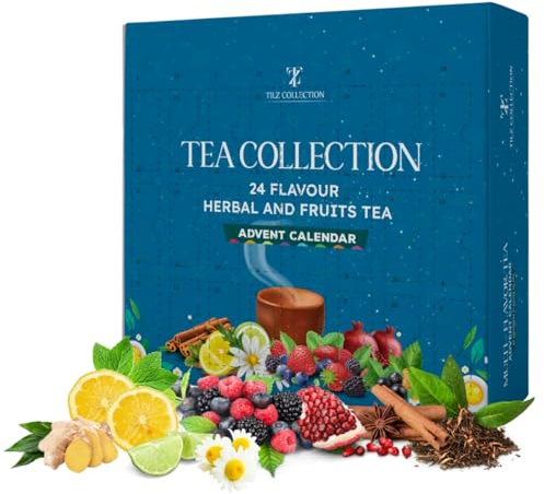 Tea Advent Calendar 2024 |24 Day Tea Gift Advent Calendars For Women, Men, Advent Calendar Tea Set | 2x 24 Flavoured Tea Selection, Fruit Tea, Herbal, Adult Christmas Tea Gifts