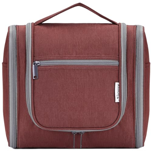 Groß Kulturbeutel Damen & Herren - Gross Kulturtasche Zum Aufhängen, Kinder Kosmetiktasche - Waschtasche für Frauen & Mädchen (Datum rot(Groß))