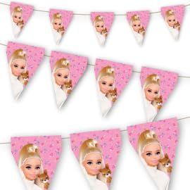 BeenSmile, BANDERIN Barbie Wimpelkette für Kinder, Dekoration für Kindergeburtstag, Partyartikel, Feier und Jubiläum, 1 Stück, 3 m