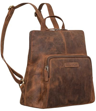 STILORD 'Dorothea' Kleiner Lederrucksack Damen Elegant Leder Daypack kleiner Tagesrucksack Vintage Cityrucksack Rucksackhandtasche Echtleder, Farbe:avani - braun