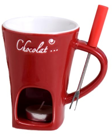 Tasse À Fondue Au Chocolat, Tasse Chauffe-beurre En Céramique De 130 Ml, Tasse Chauffe-beurre Polyvalente Avec Fourchette À Fondue, Accessoires De Tasse À Fondue Au Chocolat, Tasse De Fondue Créative