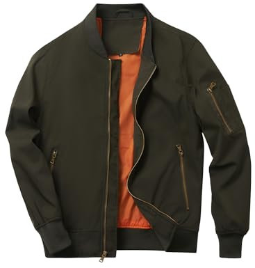 Hood Crew Giacca a vento da bomber da uomo, leggera, casual, elegante, con cerniera e tasche, M