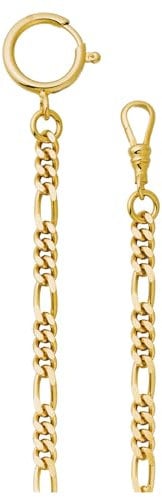 REGENT Herren Taschenuhr Kette 5 mm Breite 31 cm Länge mit Karabiner Figaro Flach Goldfarben P-48