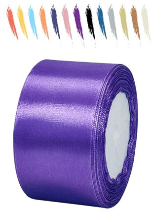 Lila Blau 50mm Satinband 23 Meter, Polyesterband, verschönern Sie Ihre Bastelarbeiten und Feiern, ideal für Geschenkverpackungen, Dekorationen, Hochzeitsautoband, Bänder zum Basteln
