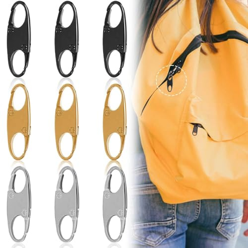 9 Stück Reißverschluss Zipper Metall Reißverschluss Reparatur Set Ersatzzipper Anhänger Reisverschlüse Diebstahlsicherung Rucksack Zipper Abnehmbar Figur der 8 Schließe S-Schnalle