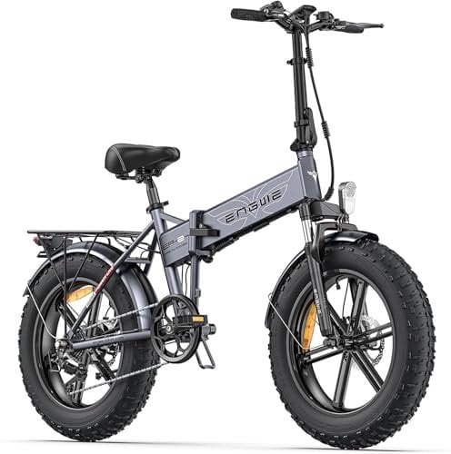 ENGWE EP-2 PRO Electric Bike Folding E-bike, 20×4.0 Fat Tire, 7-Speed Electric Bicycle, 48V 13Ah Removable, E-bike for All Terrain & MTB & Beach & Snow (GREY.)