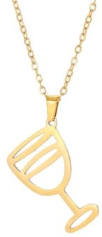 Caiduoduo Weinglas Anhänger Halskette für Frauen Edelstahl Champagner Flasche Choker Halskette Schmuck Wein Liebhaber Party Geschenk