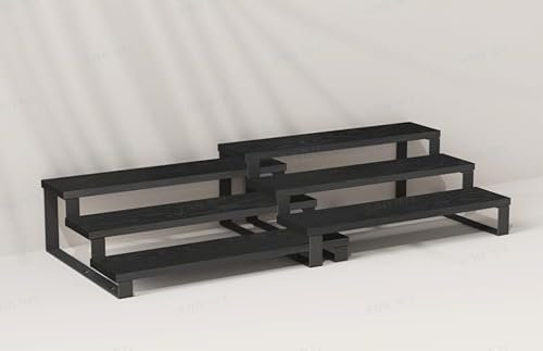 SONGMICS Gewürzregale, Küchenregale stehend, Küchen-Organizer, 2er Set, Holzwerkstoff, je 3 Ablagen, ausziehbar, stapelbar, für Speisekammer, Arbeitsplatte, ebenholzschwarz-tintenschwarz KCS116B01