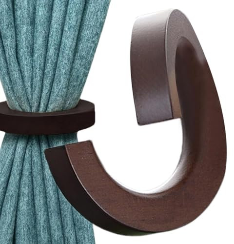 Fravsiu - Ganchos de madera para drapeado de madera - Hebilla de drapeado magnética,Retenedor de clips decorativos de madera natural, accesorios de muebles redondos para cortinas de ventana
