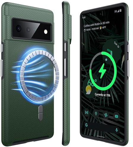 NJROW Starker Magnetisch für Google Pixel 6 Pro Hülle Kompatibel mit MagSafe [2024 Neu] [Dual Layer Schutzhülle] [Militärisch Stoßfest] Robuste Handyhülle für Google Pixel 6 Pro Case Dünn, Waldgrün