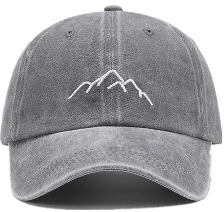 LANLYLGQ Baseball Cap Snapback Baseballkappe Unisex Herren Damen Vintage Stickerei UV Schutz Docker Cap Sonnenhut (Baumwolle, Berg-Grau)
