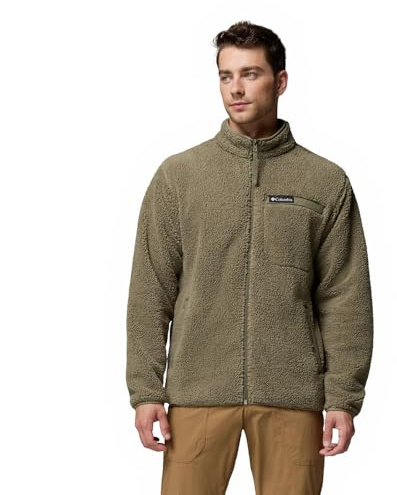 Columbia Giacca in pile da uomo Rugged Ridge a pelo lungo, cerniera intera, verde pietra, M