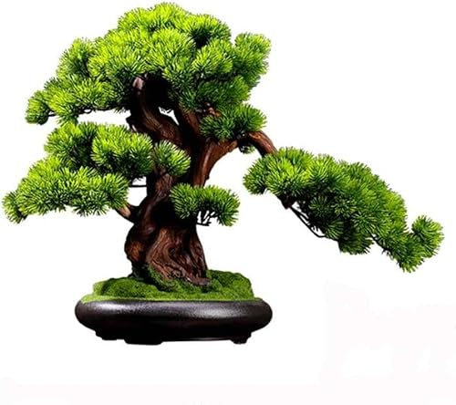XBDLYQBD Künstlicher Bonsai-Baum, künstliche Pflanze, Dekoration, Wohnzimmer, Simulationspflanze, Bonsai für den Innenbereich, Willkommens-Kieferngrünpflanze, Topf, großer künstlicher Baum