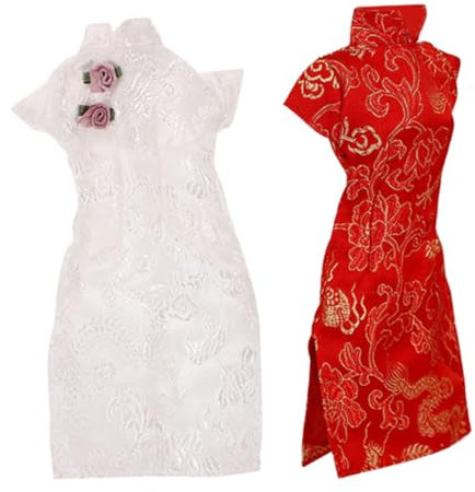 HAWILLOSCH 2St Puppe Cheongsam Kinder Puppen kinderpuppe Puppen-Accessoires doll Clothes Puppenkleid Puppenkostüm kompakte Puppenkleidung zarte Puppenkleidung Stoff