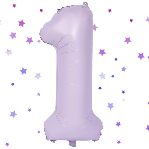 Hellvioletter Ballon 1 Hellvioletter Folienballon Zahlen 101cm Helllila Folienballon 1 Heliumballon 1 Geburtstag 1 Jahr Geburtstag Deko für Mädchen Jungen