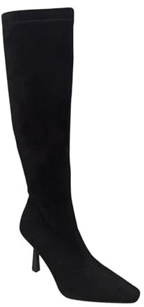 MENBUR 23605 Stivali Alti in Camoscio sintetico,Gambale elastico e Tacco 8 cm (Nero, Sistema Taglie Calzature EU, Adulto, Donna, Numero, Media, 36)