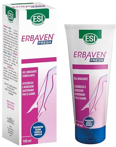 ESI, Erbaven Fresh Gel Idratante per Gambe Stanche e Gonfie, Rinfrescante e Tonificante, a Base di Troxerutina, Escina, Centella, Mirtillo e Aloe, Favorisce la Funzionalità del Microcircolo, 100 ml