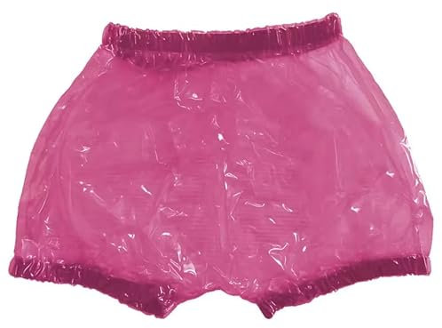 KYXSPINWARDPV Adult Clear Plastic Pants Underwear Rave Party Cosplay Boxers Shorts Transparent PVC Incontinence Shorts Clubwear Customization ,Pink,S