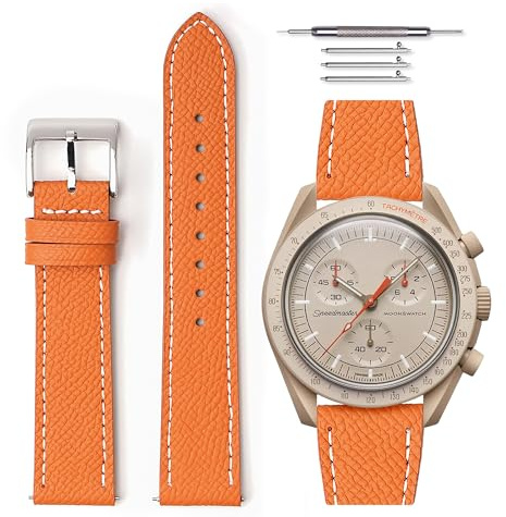 HORACE Genarbtes Leder Quick-Release Universelles Uhrenarmband kompatibel mit Omega x Swatch MoonSwatch 20 mm
