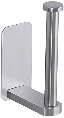 VAEHOLD Toilet Paper Holder Self Adhesive Kitchen Washroom Adhesive Toilet Roll Holder No Drilling for Bathroom Stick on Wall Stainless Steel Brushed (Silver)