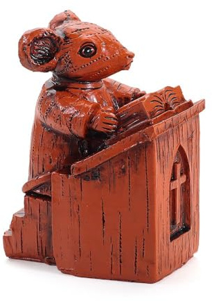 WUZIA Creative Church Mouse Stand Statues, 8cm Resin Modern Brown Sculpture for Home and Office Desktop Decoration
