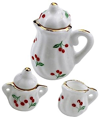 HANABASS 2 Set Mini vaso in ceramica bollitore in miniatura accessorio fai da te piccolo di casa mini tazze Ornamento di piccola casa di mobili mini teiera teiera