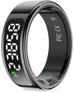PRIXTON Anillo Inteligente Smart Ring Orbyt Touch para Hombre y Mujer, Pantalla Táctil, Base de Carga, Análisis del Sueño/Pulsómetro/Podómetro/Calorías, Android e iOS, Color Negro, Talla 11 (20.8 mm)