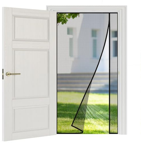 Puerta con pantalla magnética 125x270cm Negro Cinta adhesiva plegable malla antimoscas para ventana interior