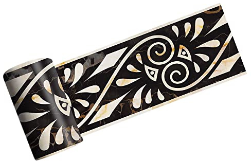 CYMMIYT Bordüre Selbstklebend 3D-Marmor, selbstklebend, griechisches Muster, Wand, Treppe, Bodenrand, Fliesenaufkleber, Küche, Badezimmer, Waschbecken, Fußleiste, Wandaufkleber, 5 m