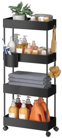 Osmond Tier Rolling Utility Cart, Movable Slim Storage Rack for Kitchen, Bathroom, Living Room - Space Saving Organizer Shelf A