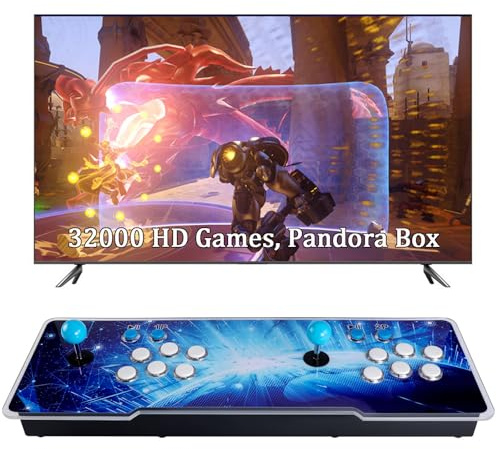 Hedlaoy 32000 Giochi 3D Pandora Box Arcade Console, Retro Video Game Machine per TV, uscita HD 1280x720, Ricerca/Salva/Nascondi/Pausa, 1-4 Giocatori