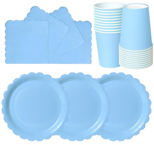 hailstones Azzurro Baby 72 Pezzi Stoviglie di Carta per Compleanno Bambini: Piatti, Bicchieri, Tovaglioli - 24 Ospiti
