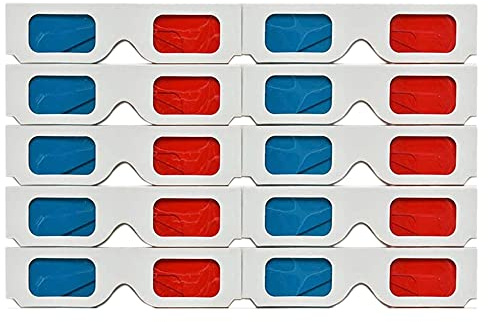Fpreeza Gafas 3D,10 Pares Lentes Estéreo Papel Rojo y para Películas Set Anaglifo de Papel Gafas 3D