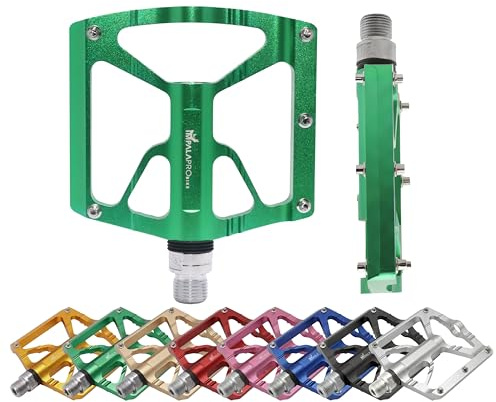 IMPALAPRO Alu Plattform Fahrradpedal CNC Ultraleicht 320g | Fahrrad Pedale Mittelplattform 97x92mm, Cr-Mo Achse Versiegelt, 10 Edelstahl-Pins Wechselbar – MTB, Stadt, BMX