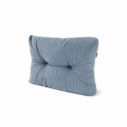 POKAR Coussin Latéral pour Palette 60x40x12 cm en Velours Côtelé | Coussin Matelassé pour Salon de Jardin | Dossier d'angle pour Canapé d'Extérieur | Certifié Oeko-Tex | Fabriqué en UE | Bleu