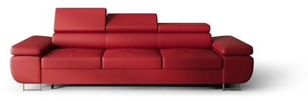 Schlafsofa Praga 3, Sofa mit Schlaffunktion, Farbe: Rot, Kunstleder