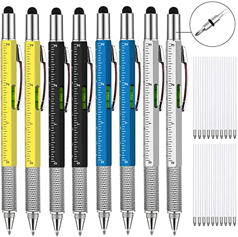 6-in-1 Multitool Pen EDC Gadget Tool with Screwdriver Ruler Level Stylus Ballpoint Cool Tech for Men Unique DIY Daily Use