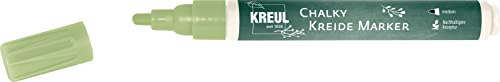 Kreul 22716 - Pennarello a gesso medio, verde rosmarino, opaco, gesso liquido pastello, pennarello a gesso non permanente per dipingere e scrivere su lavagna e superfici di vetro