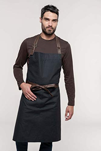 noTrash2003 Grillschürze Latzschürze zum Umbinden für Männer aus schwerem Canvas in Used Optik Rustikal BBQ Barbecue (Charcoal)