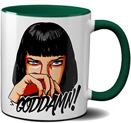 OM3® - GODDAMN - Tasse | Keramik Becher | 11oz 325ml | Beidseitig Bedruckt | Grün