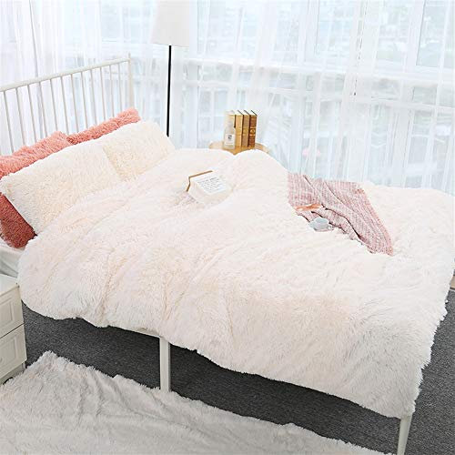 LIVEINU Reversibel Kuschel Kunstfell Und Fleece Kuscheldecke Anthrazit Doppelseitig Fleecedecke Plüschdecke Kunstfell Decke,Super Weiche warme Flauschige Wohndecke 160x200cm Weiß