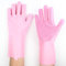 Gants Vaisselle en Silicone Rose - Gants Menage avec Brosse de Nettoyage- Ustensile de Cuisine - Réutilisable et écologique - Pour Nettoyer la Maison, la Voiture, la Salle de Bain, les WC